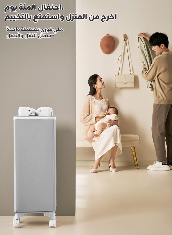 ريوليو سرير جانبي محمول وقابل للطي لحديثي الولادة - مهد أطفال متعدد الوظائف وسلة للنوم مع لعبة متحركة. - Image 4